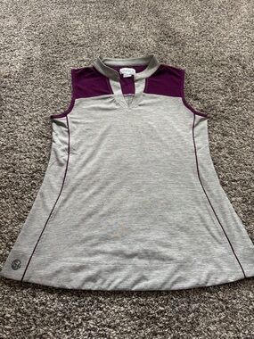 Chase Sleeveless Athletic Tank Top - Gray with Purple Accents